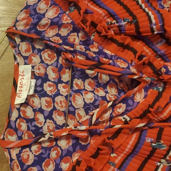 Vintage 1980's Assorti for Susan Freis Red Roses Long Sleeve Maxi Purple Dress M - Picture 2 of 4